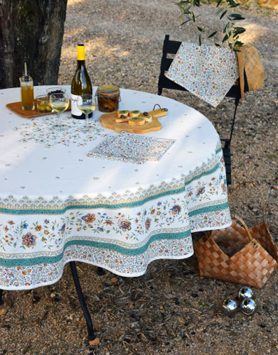 Round Tablecloth Coated (Beaucaire. raw/green) - Click Image to Close